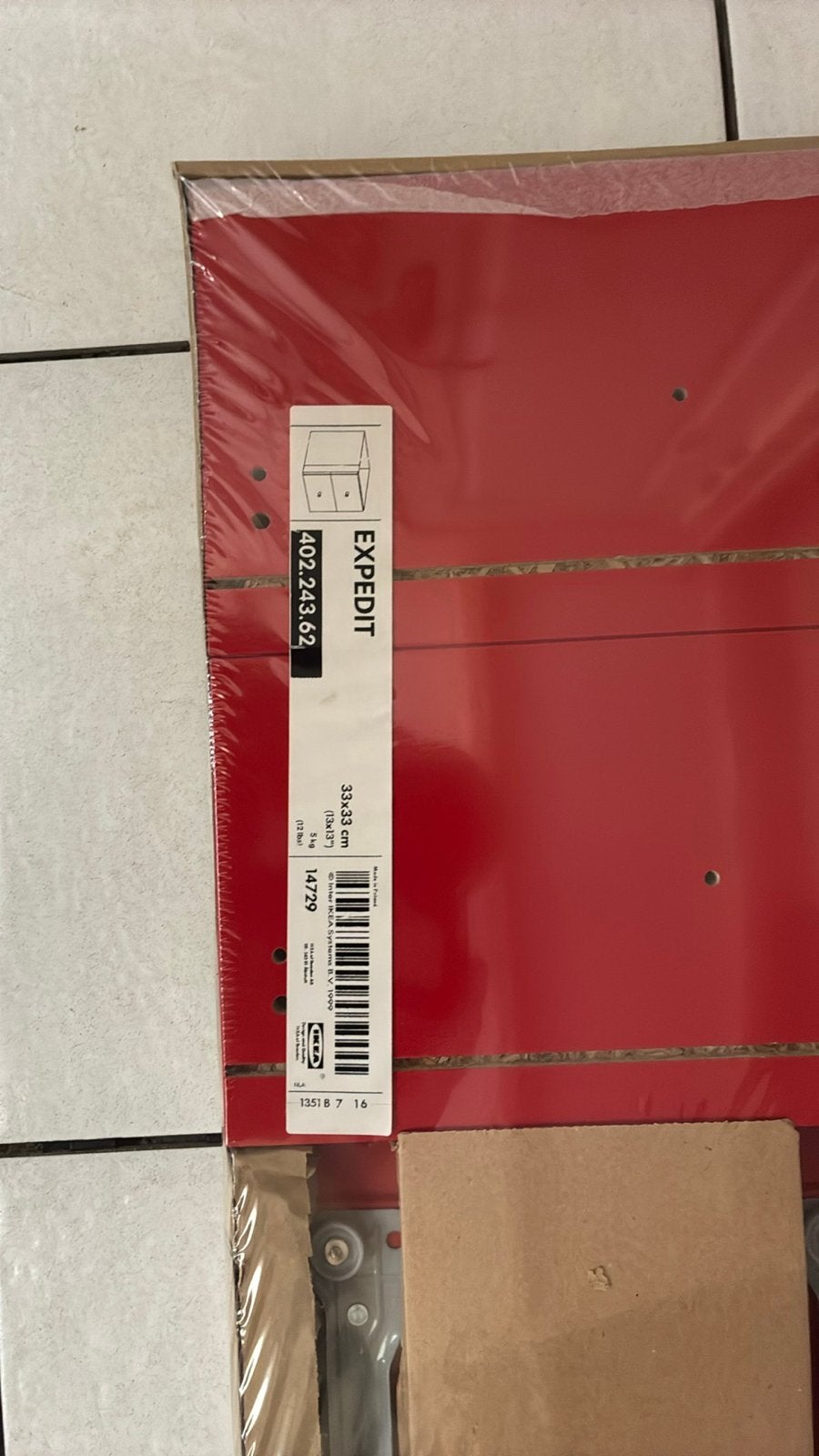 IKEA Expedit lade-inzet rood 33x33 cm, Overige materialen, Minder dan 50 cm, Nieuw, Ophalen of Verzenden