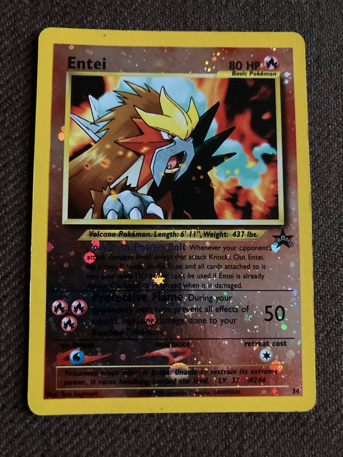 Pokémon Entei Holo Rare WOTC Black Star Promo #34, Verzenden, Gebruikt, Losse kaart, Foil