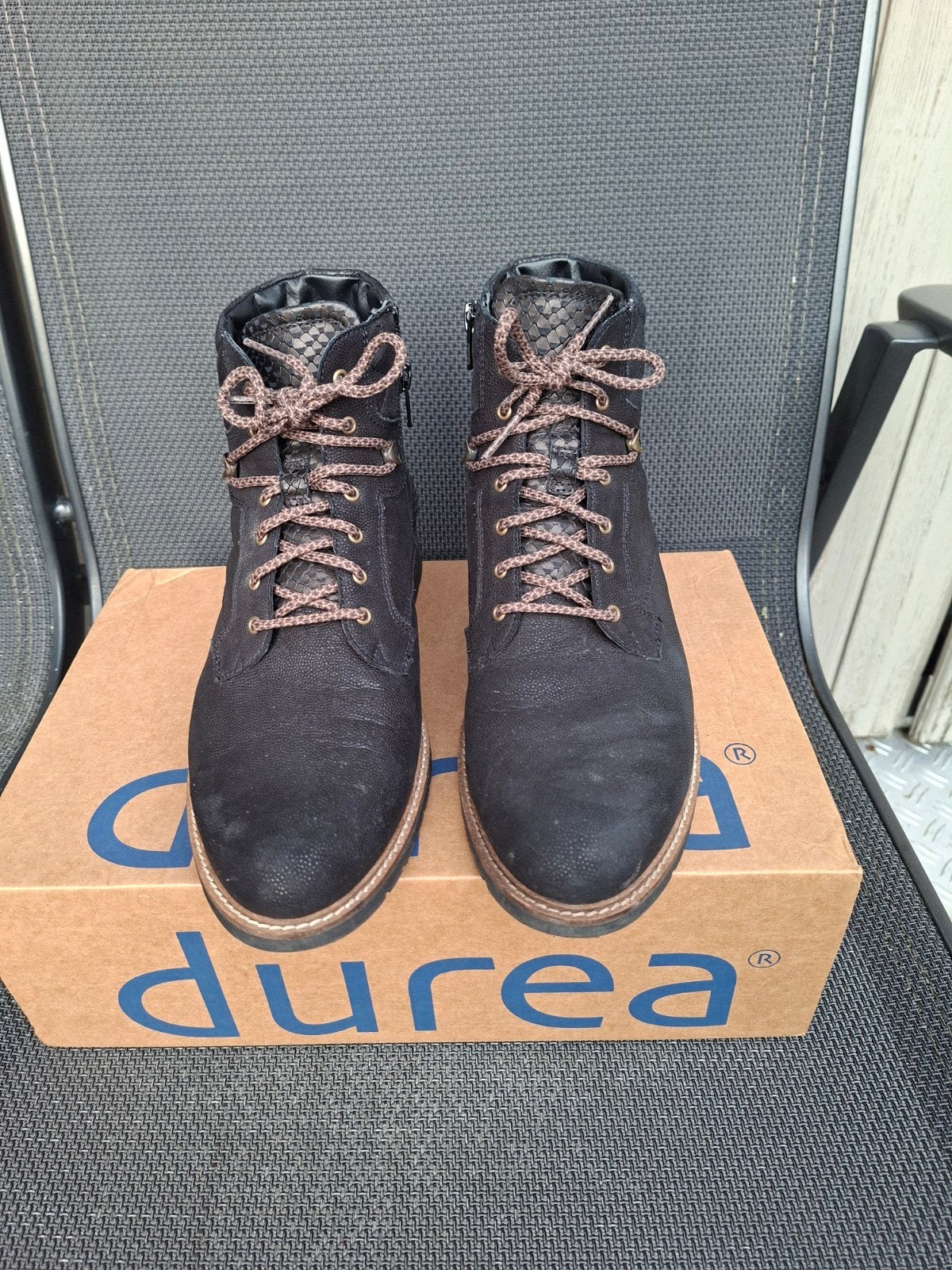 Durea veterboot zwart mt 6.5 wijdte H, Ophalen, Zwart, Sneakers of Gympen