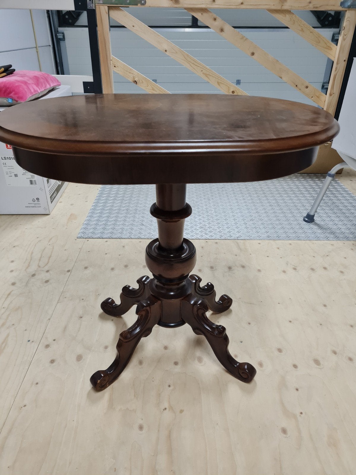 Antieke tafel Ovaal Hout met Inlegwerk, Ophalen