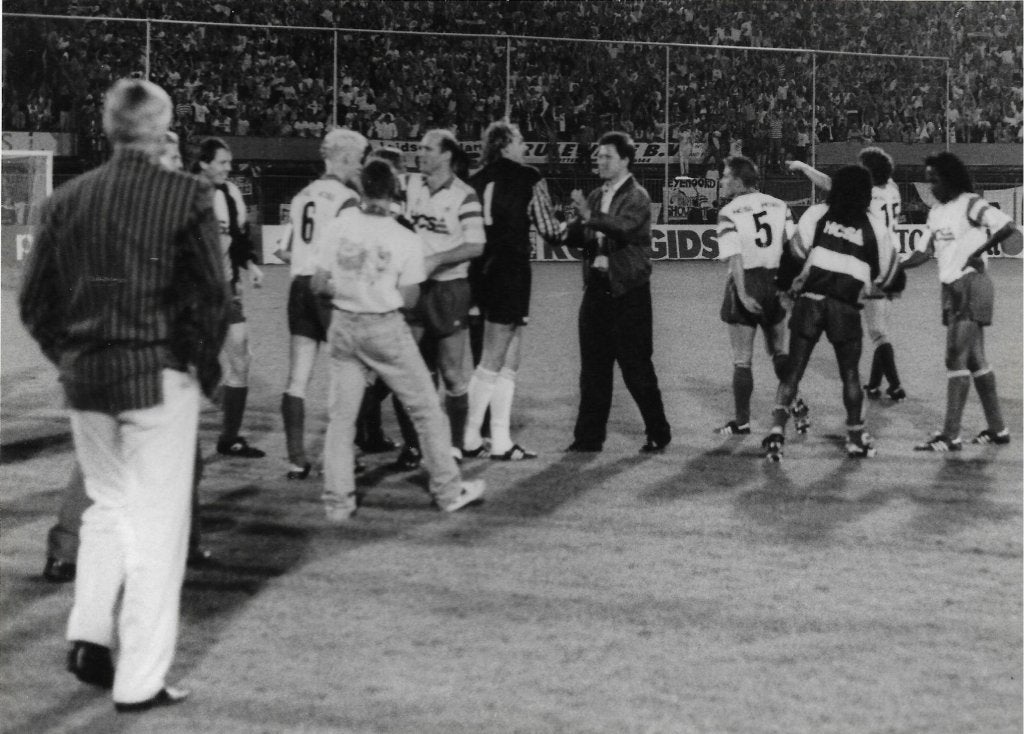 persfoto Piet Bouts 14-08-1991 Feyenoord - PSV, Verzenden, Zo goed als nieuw, Feyenoord, Poster, Plaatje of Sticker