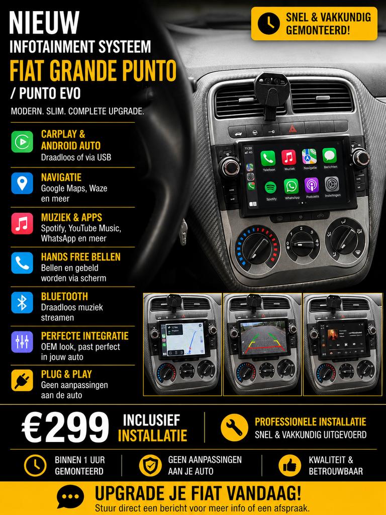 Fiat Grande Punto / Punto Evo Infotainment Upgrade, Auto diversen, Ophalen of Verzenden, Nieuw