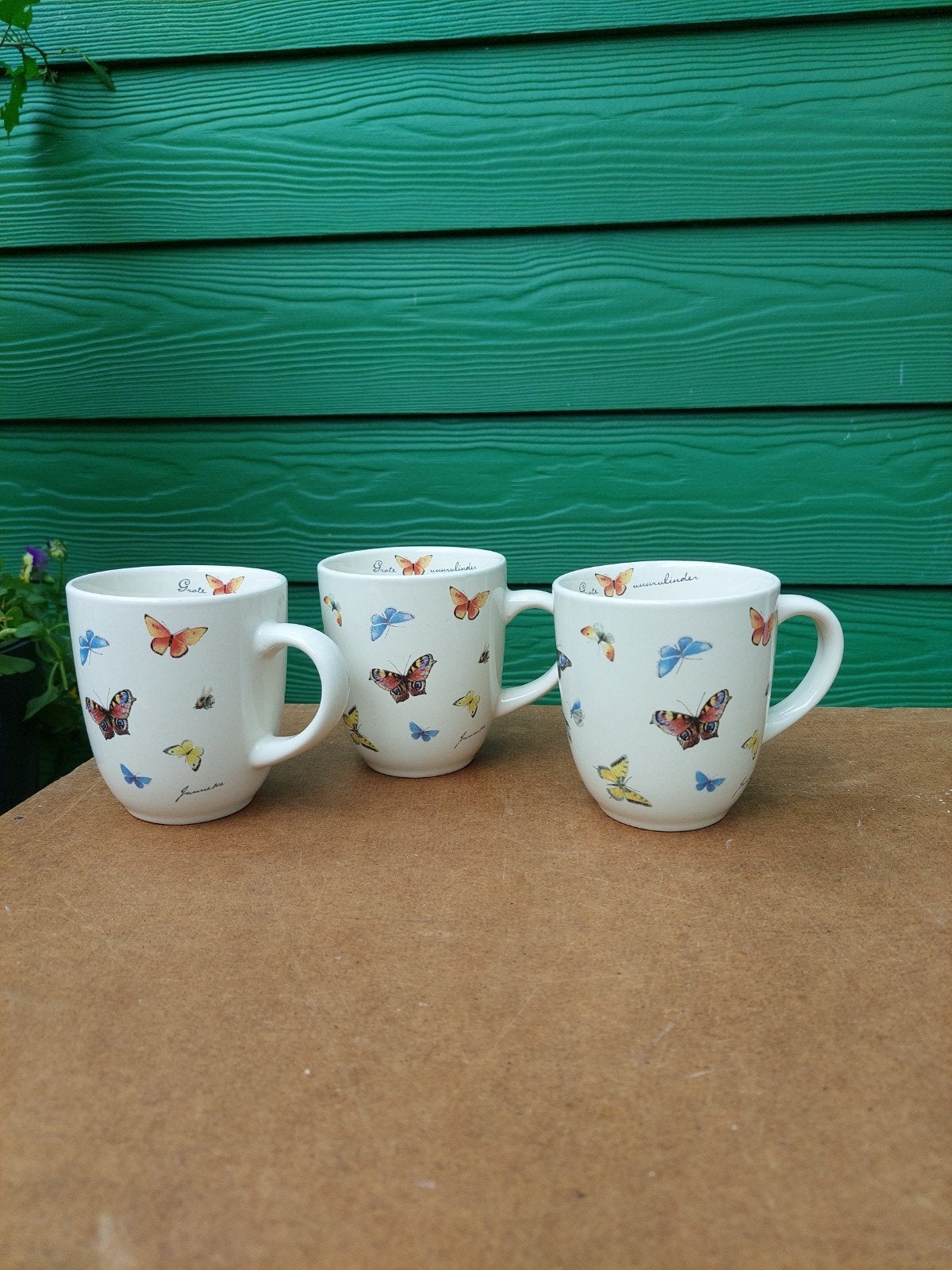 Set van 3 Douwe Egberts mokken + 5 onderzetters, Ophalen of Verzenden, Gebruikt