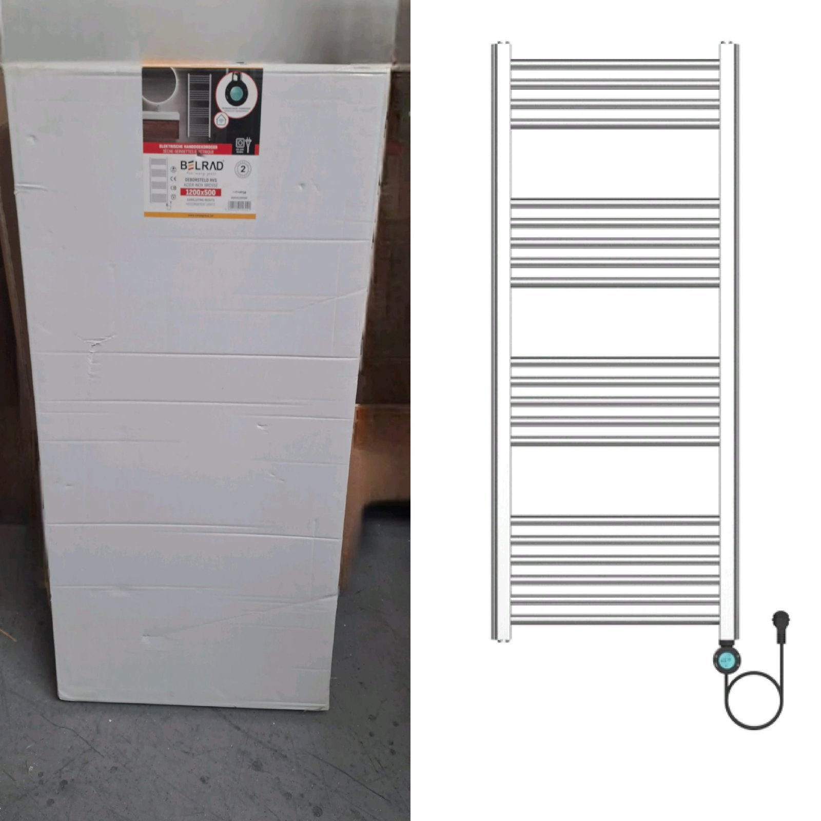 Belrad Elektrische Handdoekradiator, 500 tot 800 watt, Radiator, Nieuw, Minder dan 60 cm