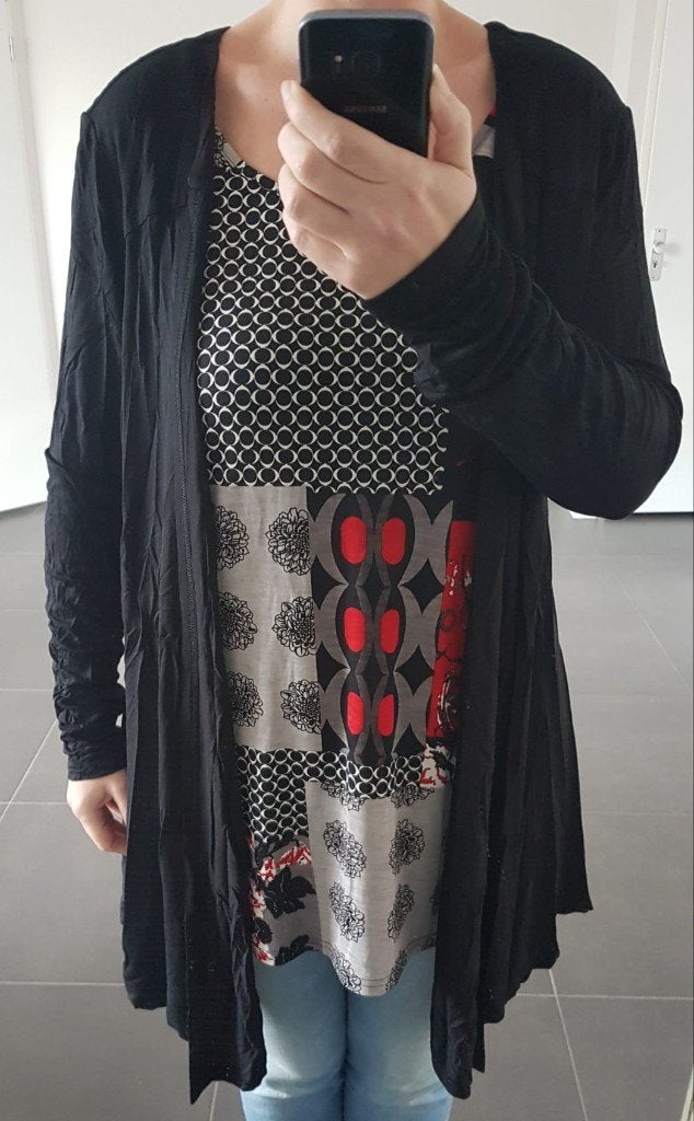 Tuniek Joseph Ribkoff 48 Zwart met Rood, Kleding | Dames, Verzenden, Zwart, Maat 46/48 (XL) of groter, Joseph Ribkoff
