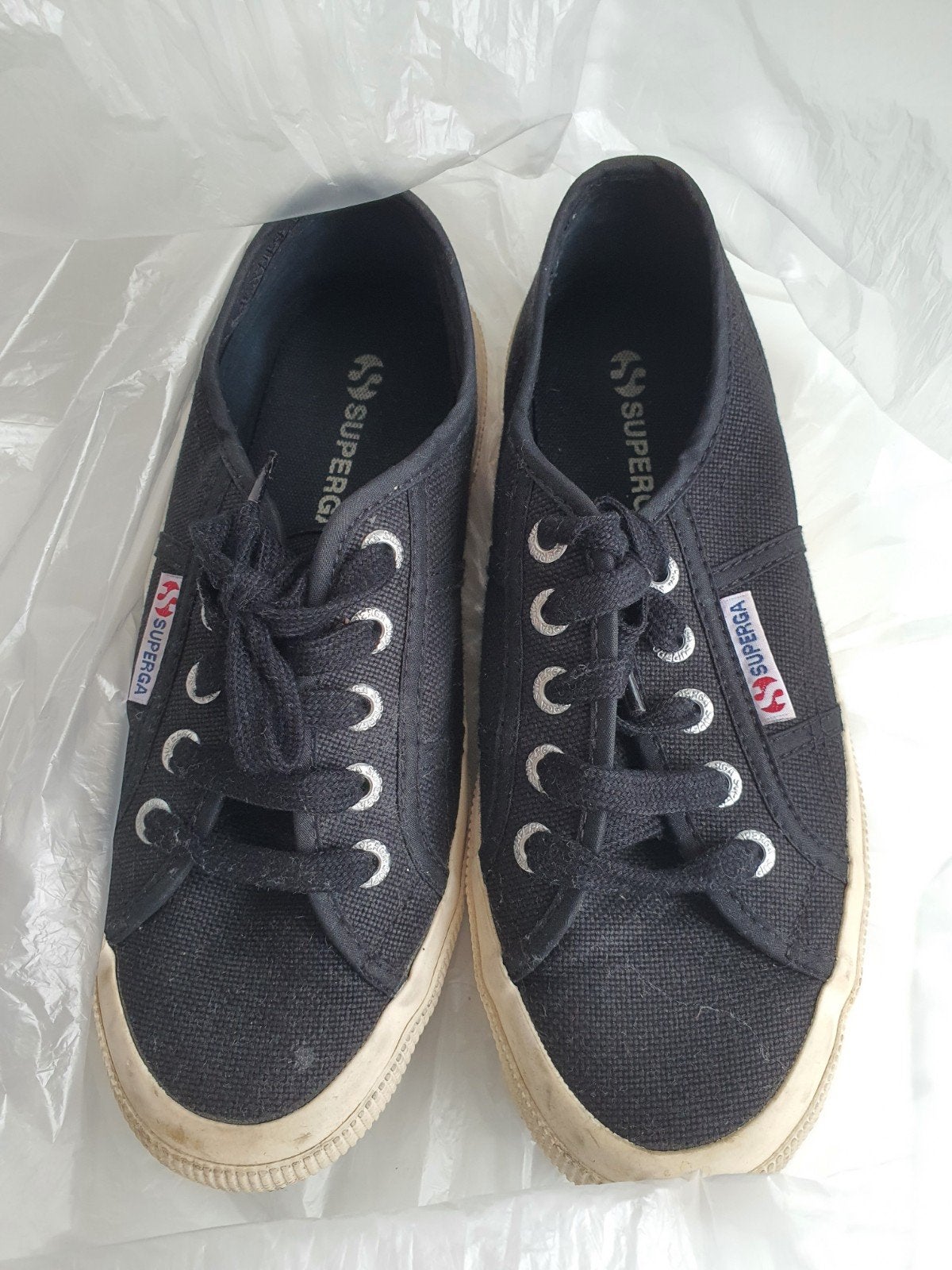 Superga sneakers zwart, maat 38, Ophalen, Zwart, Sneakers of Gympen, Gedragen
