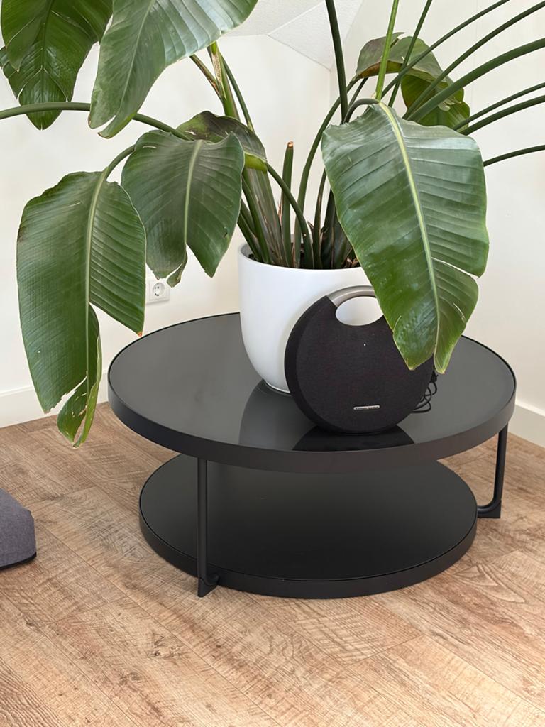IKEA Frotorp salontafel - Zwart, rond met glasplaat, Rond, Nieuw, Minder dan 50 cm, 50 tot 100 cm