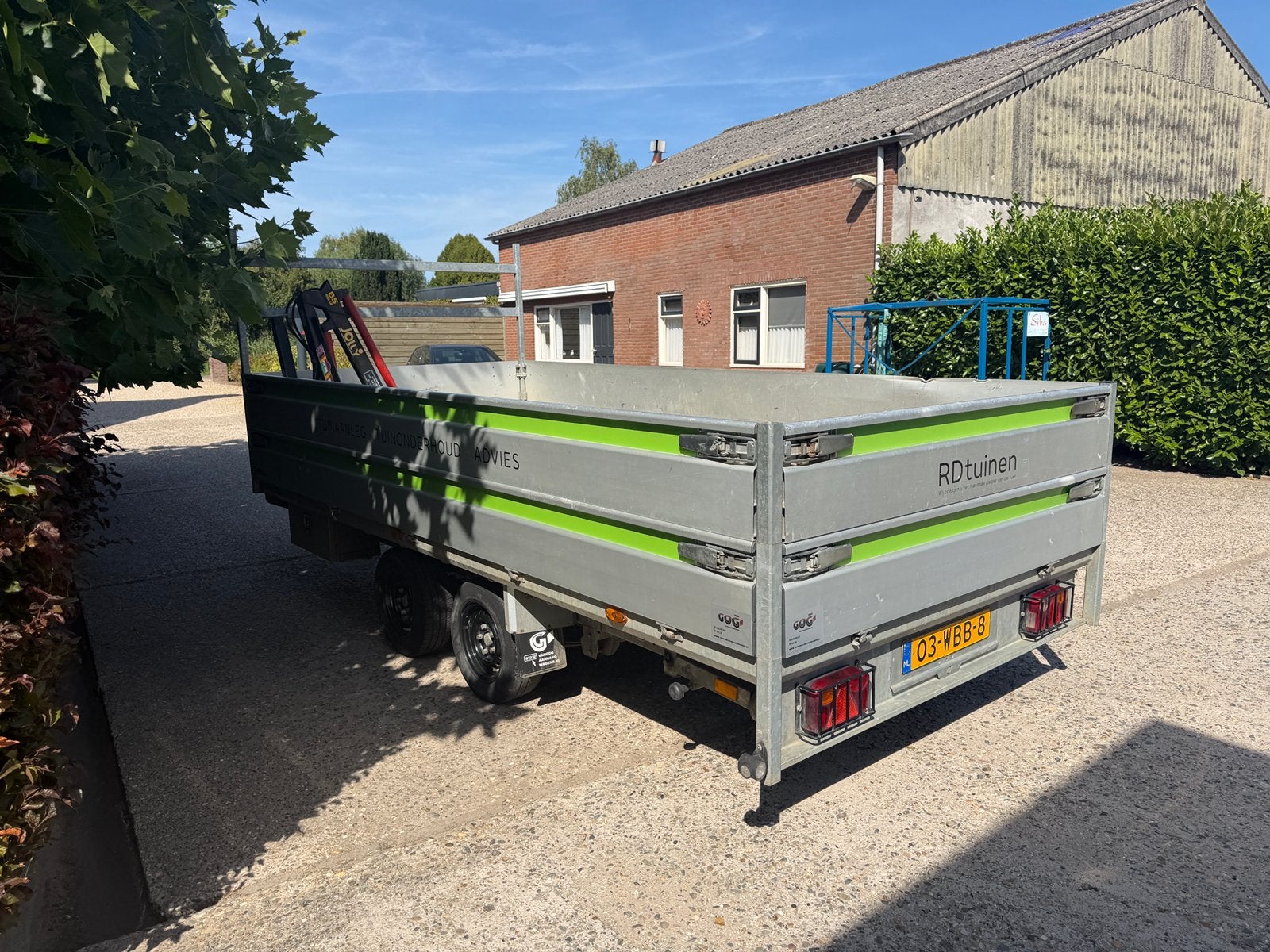 Henra plateauwagen 350x185 met hydraulisch laadkraantje, Ophalen, Zo goed als nieuw