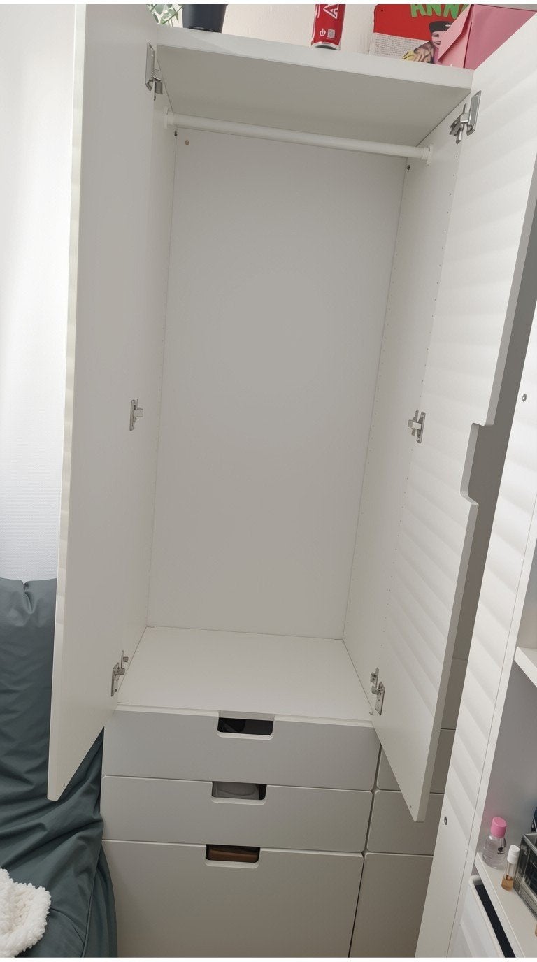 Twee IKEA STUVA kasten met FRITIDS deuren en lades, Gebruikt, 100 tot 150 cm, 200 cm of meer, Modern
