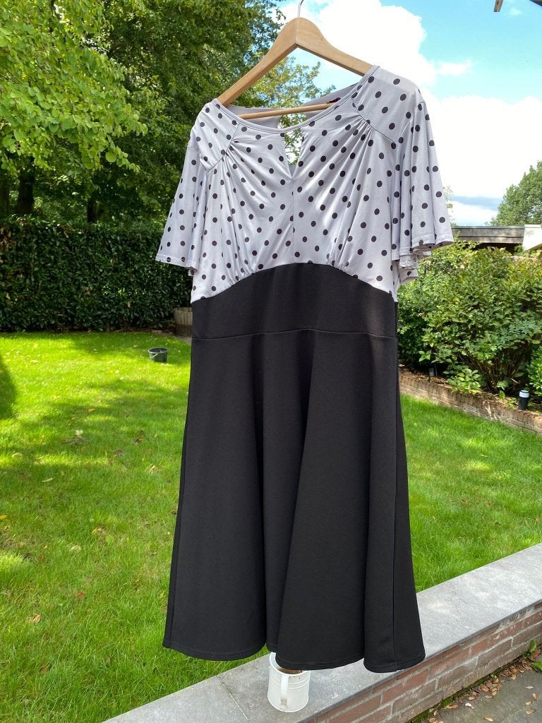 Vintage Chic jurk met stippen, maat 18 (Topvintage), Meerkleurig, Maat 46/48 (XL) of groter, Ophalen of Verzenden, Gedragen