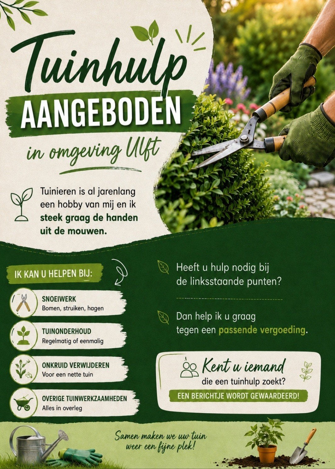 Tuinhulp aangeboden!, Tuinonderhoud of Snoeiwerk