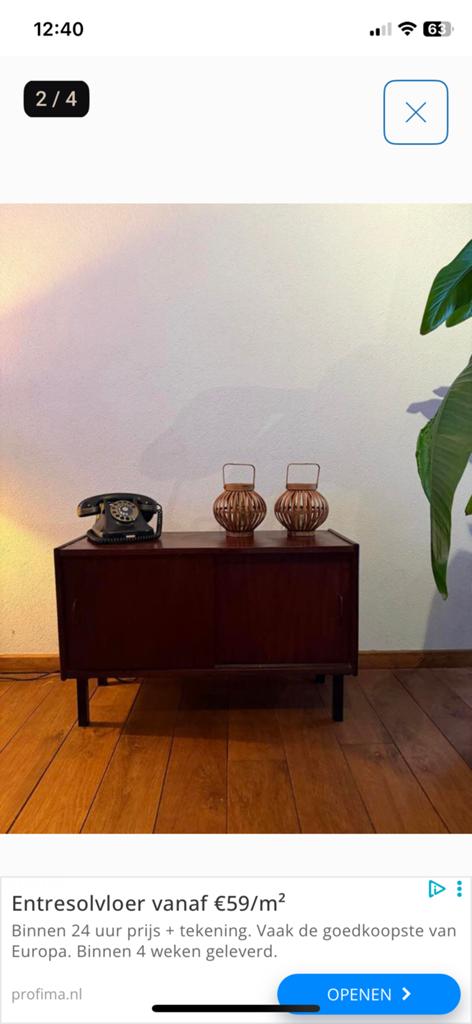 Vintage Simpla Lux Teak Dressoir met Schuifdeurtjes, Ophalen of Verzenden