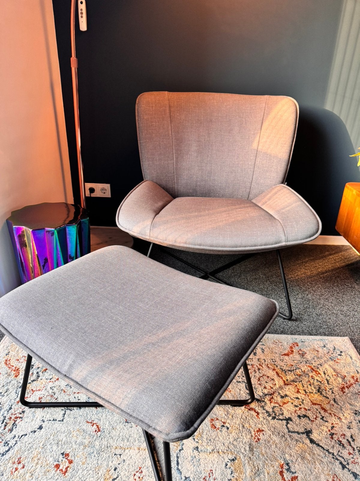 Rolf Benz RB383 fauteuil + hocker, Huis en Inrichting, Fauteuils, Ophalen, Zo goed als nieuw, 75 tot 100 cm