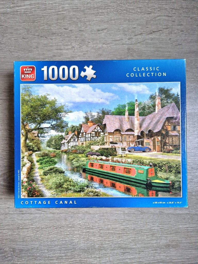Puzzel 1000 stukjes - Cottage Canal - King, Hobby en Vrije tijd, Ophalen of Verzenden, 500 t/m 1500 stukjes, Zo goed als nieuw