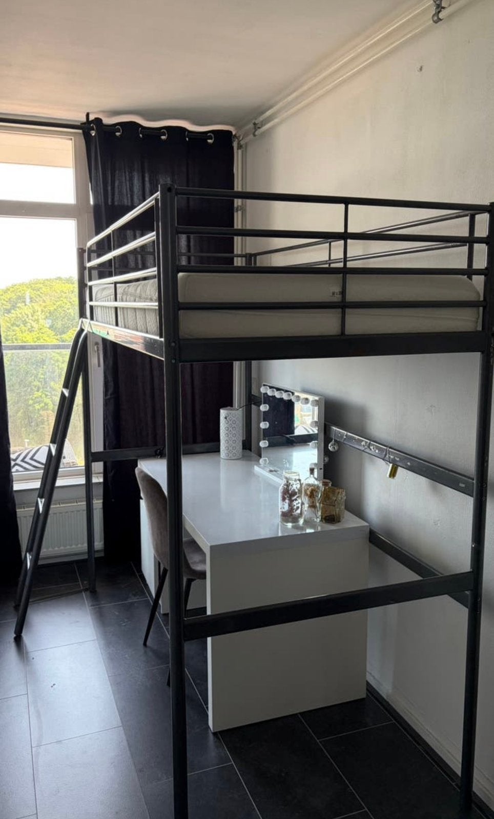 Hoogslaper met matras, Huis en Inrichting, Slaapkamer | Stapelbedden en Hoogslapers, Ophalen, Gebruikt, Eenpersoons, 90 cm