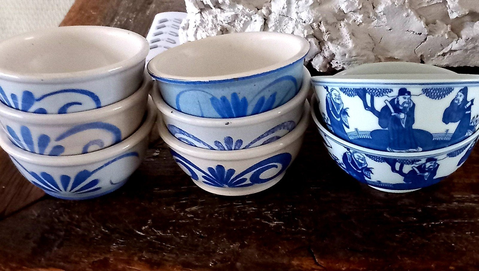 Schaaltjes blauw/wit 8 stuks, Keramiek, Ophalen of Verzenden, Overige stijlen, Schaal of Schalen