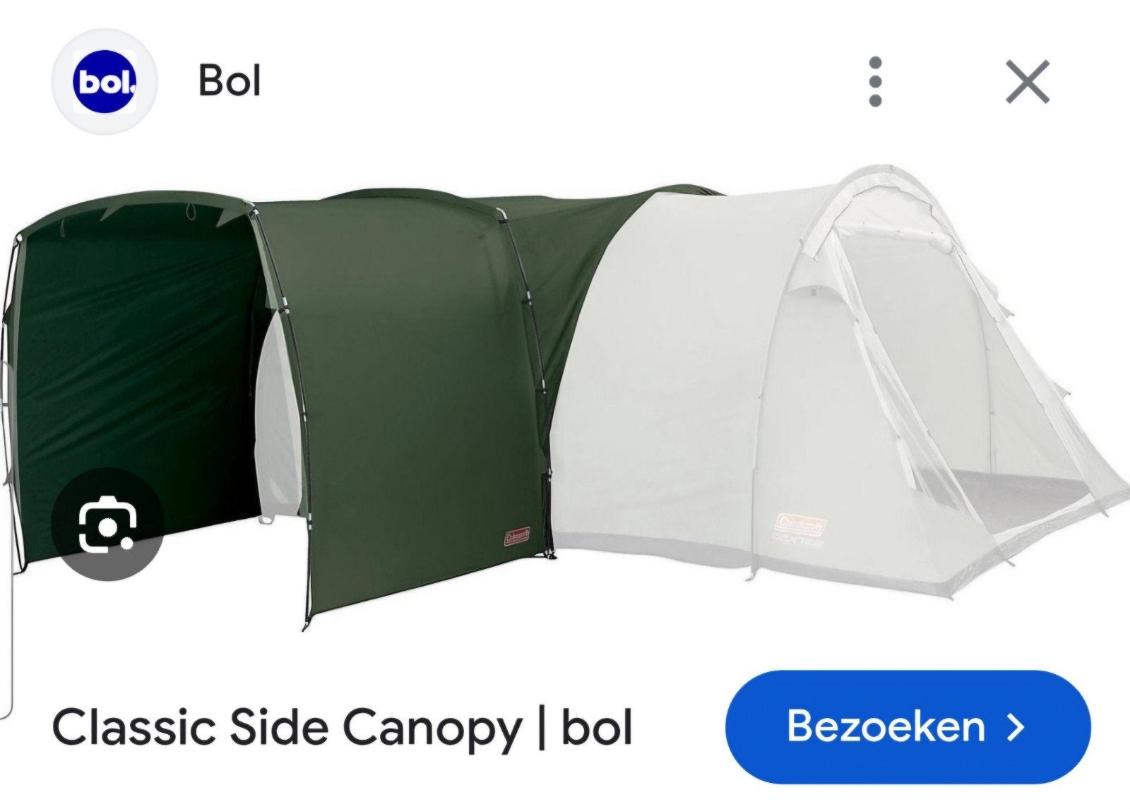 Coleman Classic Side Canopy - Zo goed als nieuw, Ophalen, Zo goed als nieuw, Tot en met 4