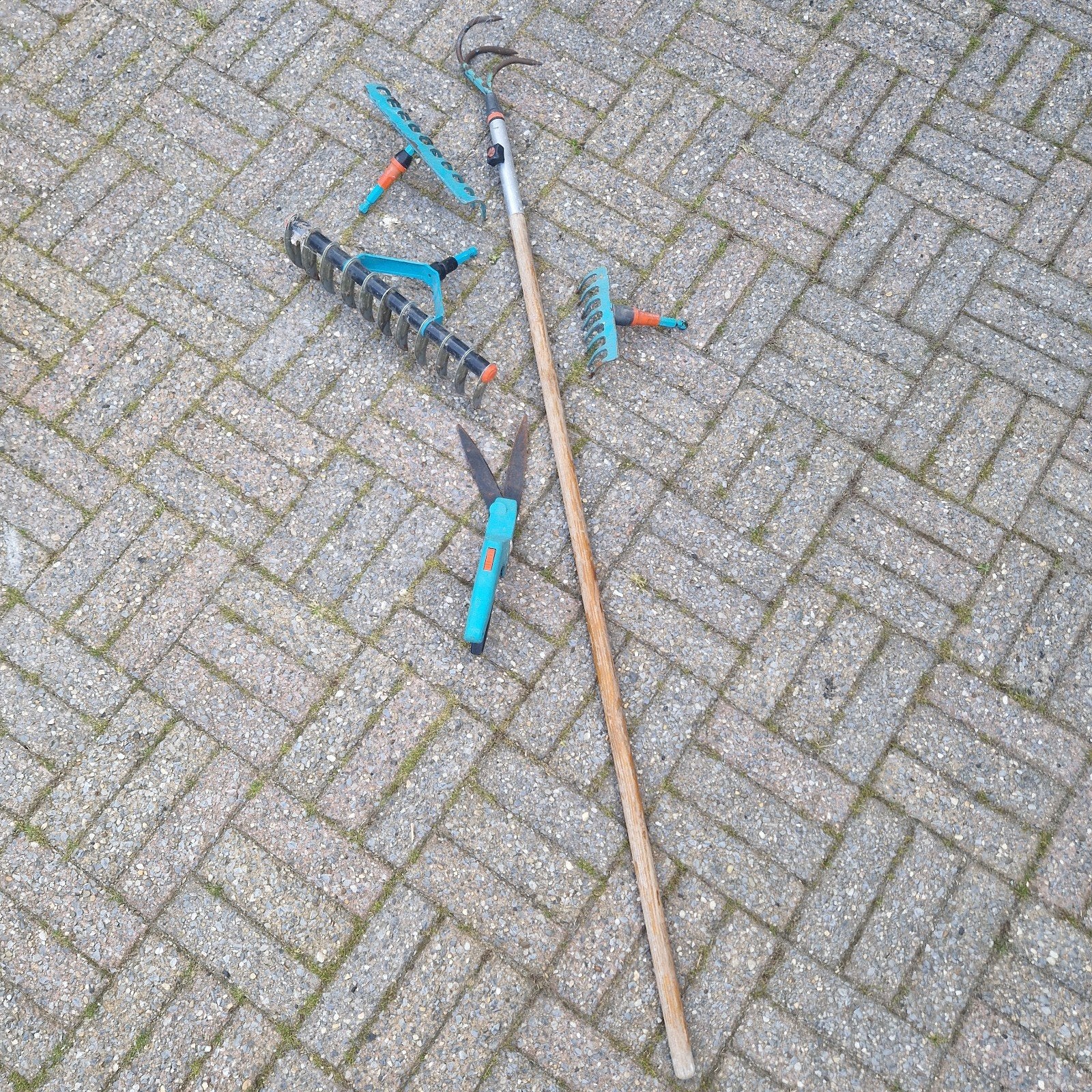 Gardena Tuin Gereedschap Set - Harken, Schaar, Cultivator, Ophalen, Gebruikt, Hark, Gardena