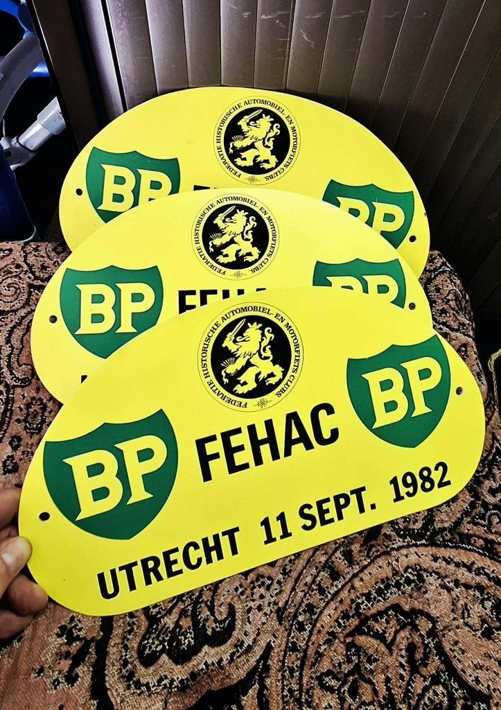 BP FEHAC Utrecht 1982 Rally Plaat - Vintage Auto Evenement., Ophalen of Verzenden, Gebruikt, Auto's
