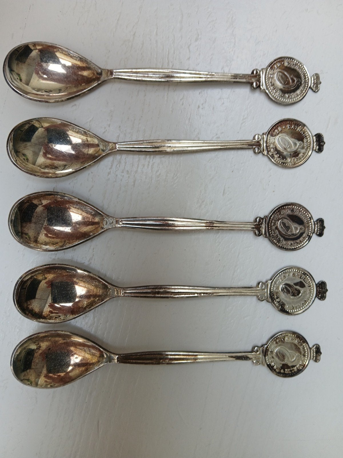 Set van 5 verzilverde theelepels - geboorte prinses Amalia, Ophalen of Verzenden, Speld(je) of Lepel(tje)