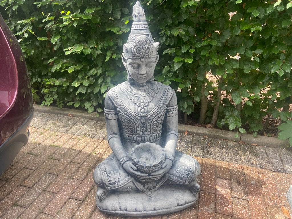 Boeddha met Schaal , Hoogte 83cm, Tuin en Terras, Tuinbeelden, Ophalen, Nieuw, Beton, Boeddhabeeld