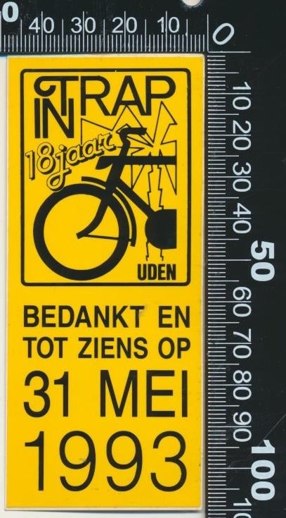 Sticker: Trap In 1993 - Uden, Ophalen of Verzenden, Zo goed als nieuw, Bedrijf of Vereniging