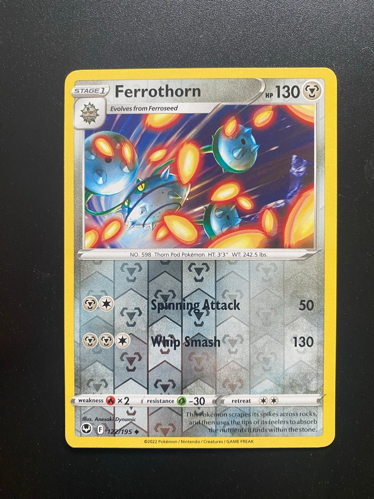 Ferrothorn 122/195 Reverse Holo Pokémon Silver Tempest, Ophalen of Verzenden, Zo goed als nieuw, Losse kaart, Foil