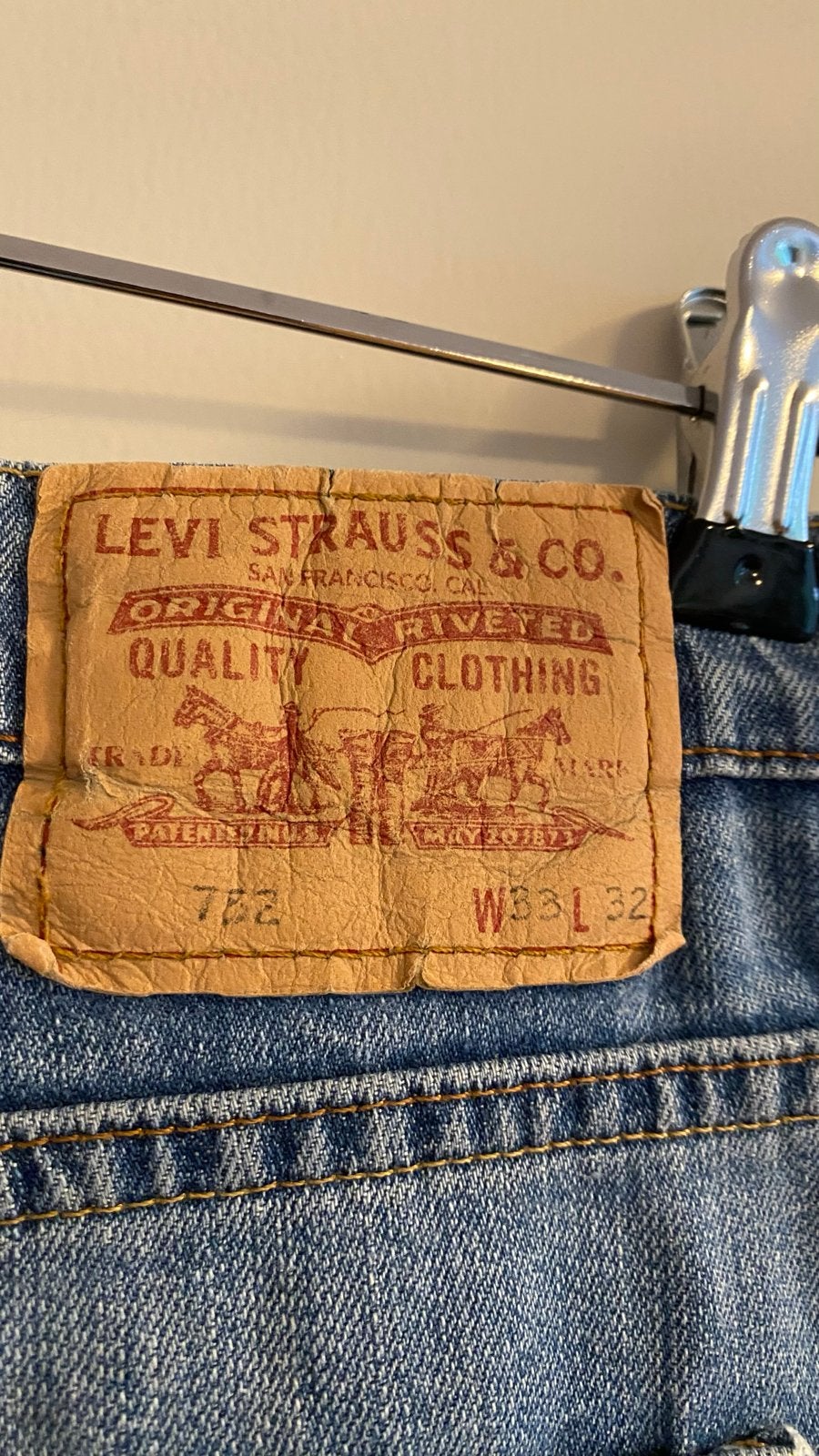 Levi's 752 Jeans - W33-L32 Gedragen, Ophalen of Verzenden, Gedragen, Blauw, W33 - W34 (confectie 48/50)