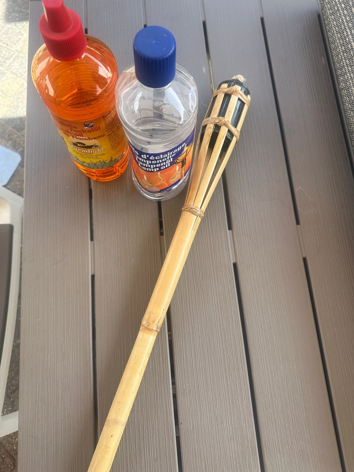 Bamboe fakkel met 2 liter lampenolie, Tuin en Terras, Ophalen