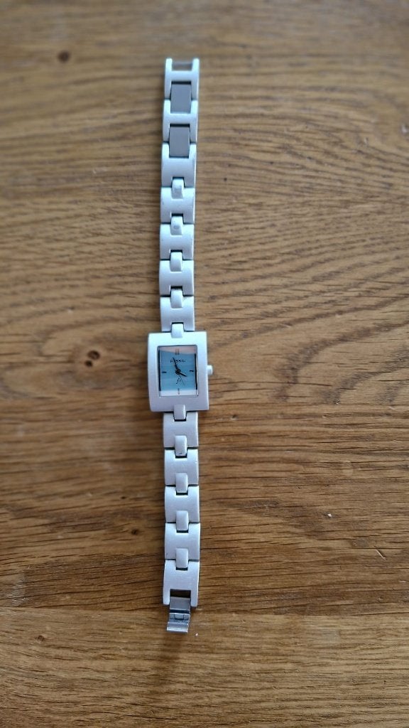 Fossil dameshorloge F2 ES-9050 aluminium, nieuwe batterij, Overige materialen, Gebruikt, Fossil, Polshorloge