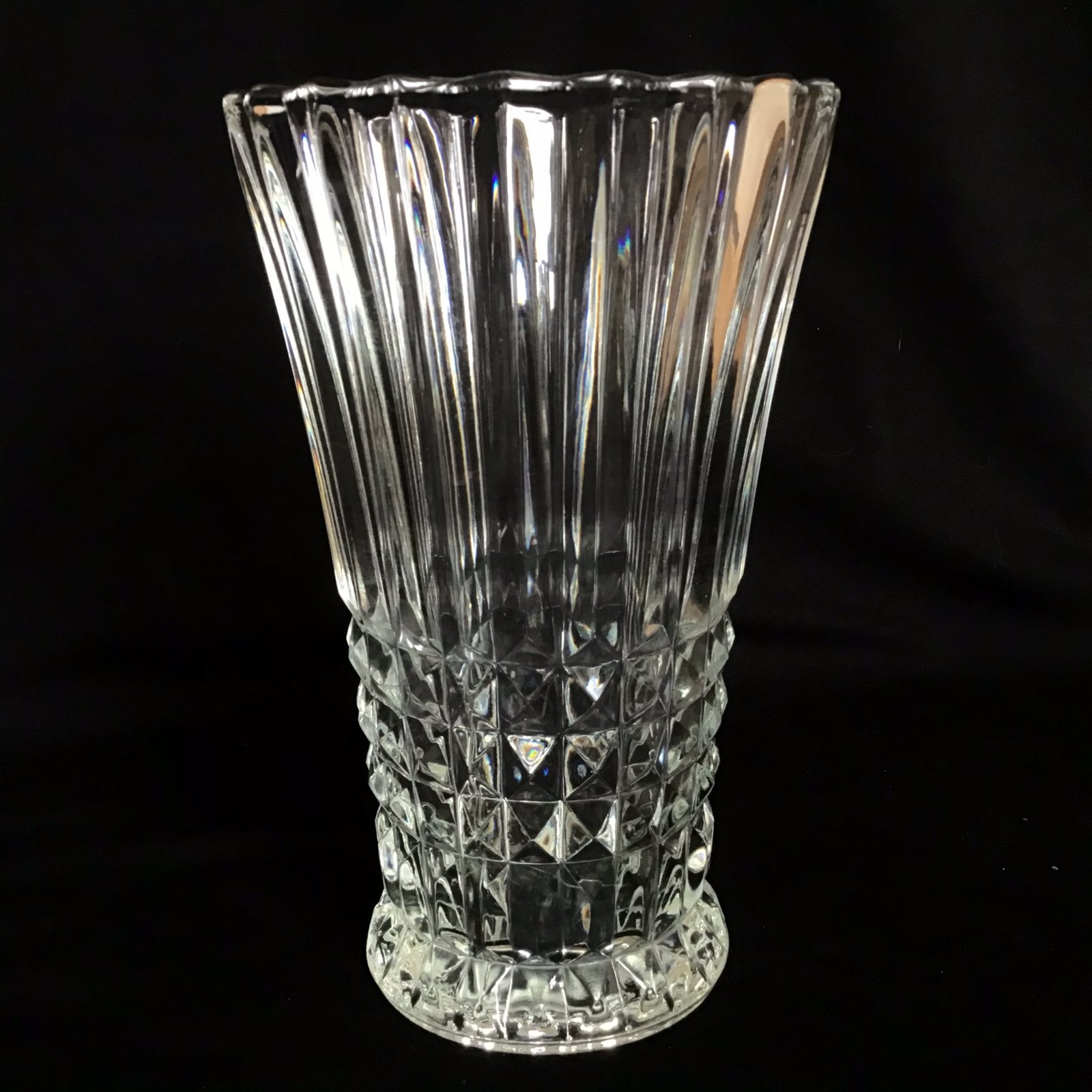 Kristal glazen vaas geslepen dik glas - kristallen - 21 cm, Ophalen of Verzenden