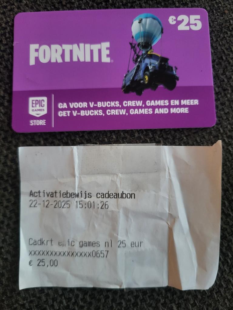 VBucks Fortnite cadeaubon, Tickets en Kaartjes, Eén persoon, Cadeaubon, Overige typen