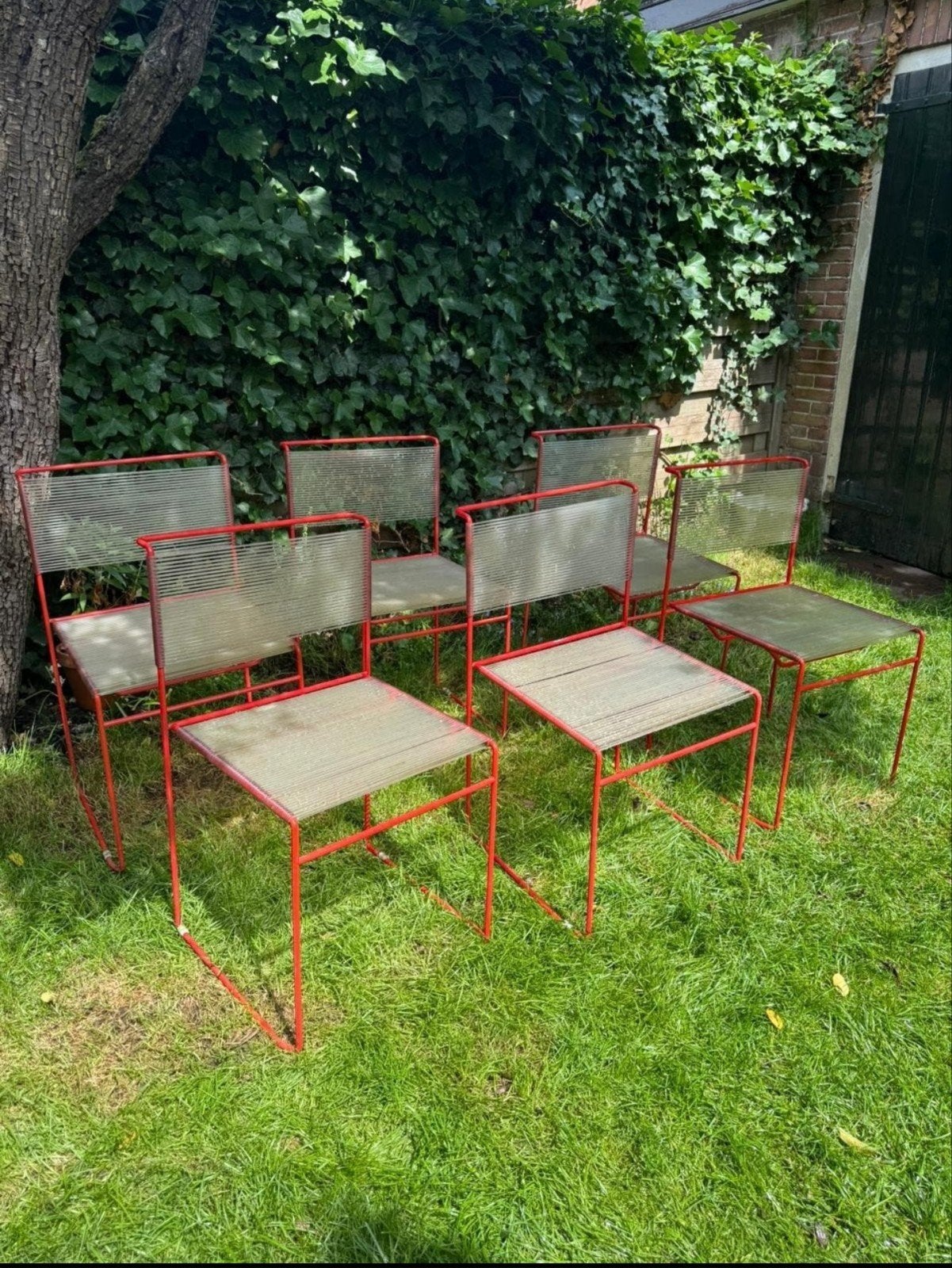 FLY LINE 'SPAGHETTI' CHAIRS BY GIANDOMENICO BELOTTI, Ophalen, Zo goed als nieuw, Metaal, Stapelbaar