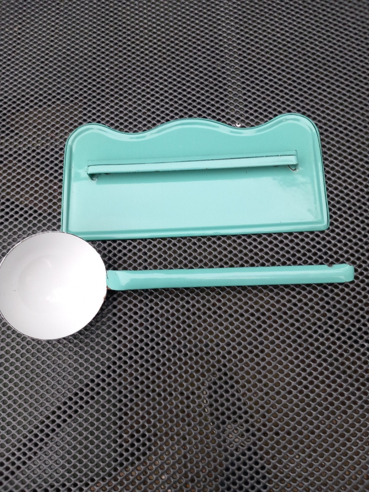 Turquoise blauw lepelrek met pollepel, Ophalen of Verzenden