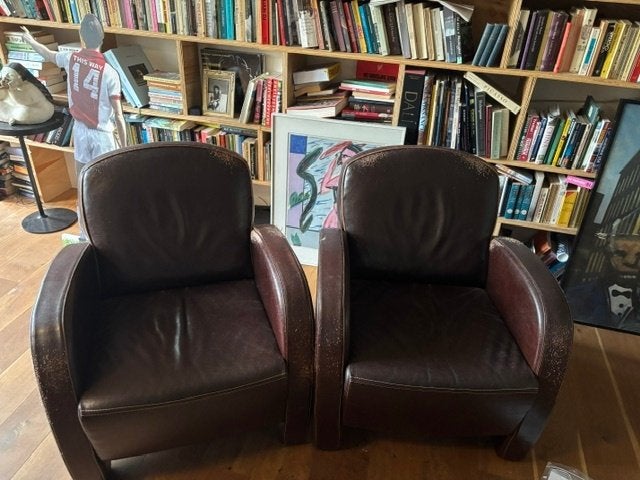 clubfauteuils, Huis en Inrichting, Fauteuils, Ophalen, Gebruikt, Leer, Minder dan 50 cm