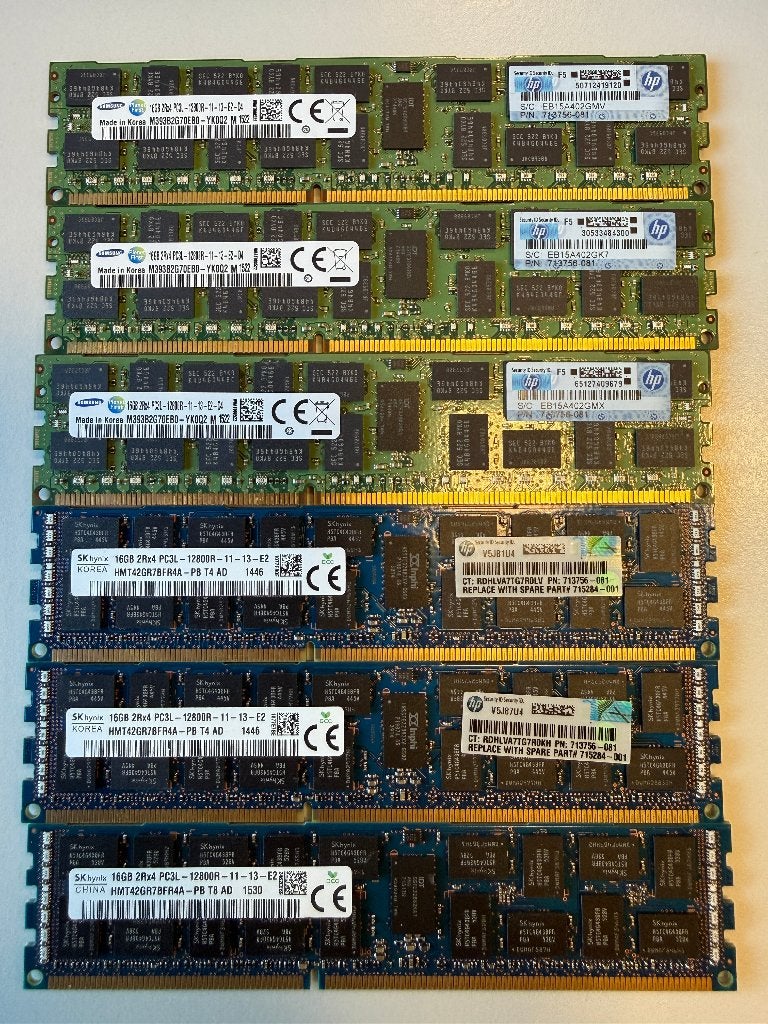 192 GB DDR3 ECC Server RAM – HP / Samsung – 18 modules, Computers en Software, Server, Ophalen of Verzenden, Zo goed als nieuw
