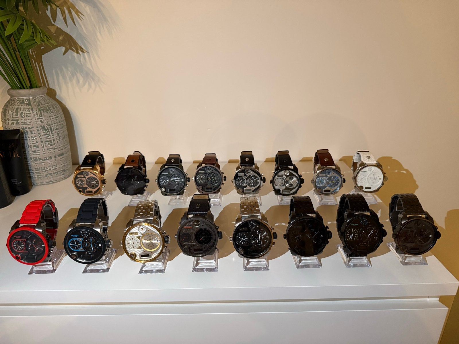 Diesel Big Daddy Horloges - Diverse Modellen met Doos, Leer, Staal, Polshorloge, Zo goed als nieuw