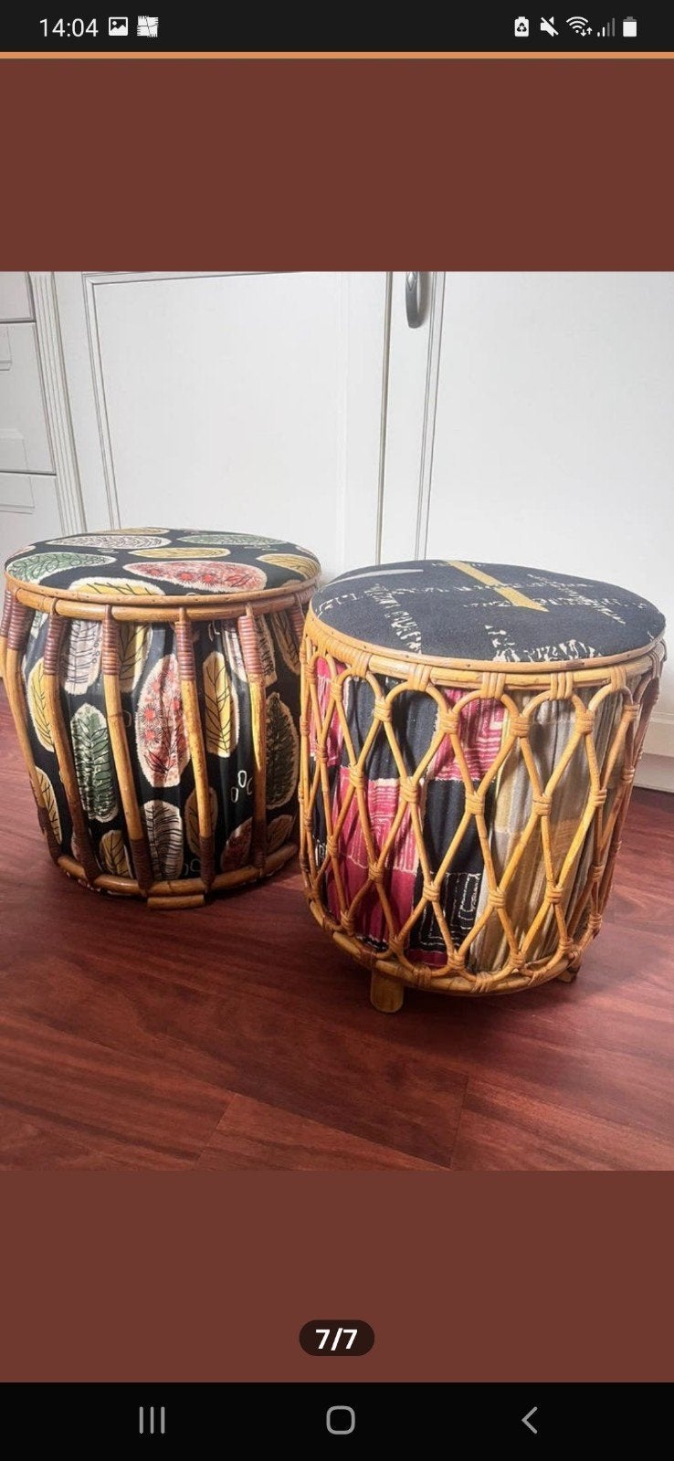 Vintage rotan poefen jaren '60 - Uniek & kleurrijk, Ophalen