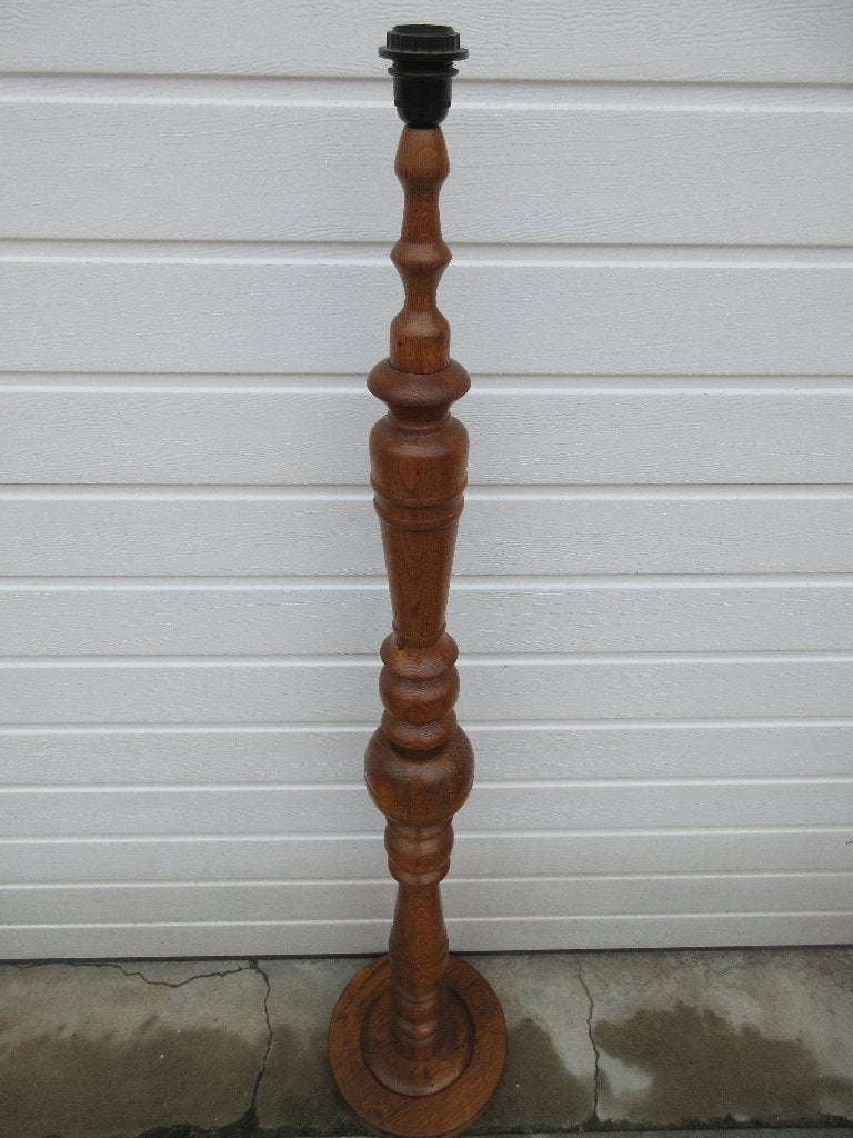 Vintage grote hoge houten lampenvoet vloerlamp, Huis en Inrichting, Ophalen, Gebruikt, Hout, 100 tot 150 cm