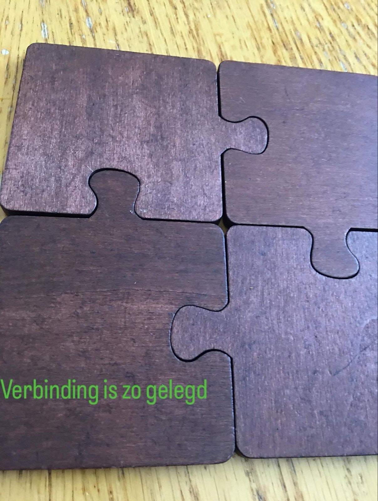 Houten puzzel onderzetters (4 stuks), Ophalen, Hout, Gebruikt, Glasonderzetter