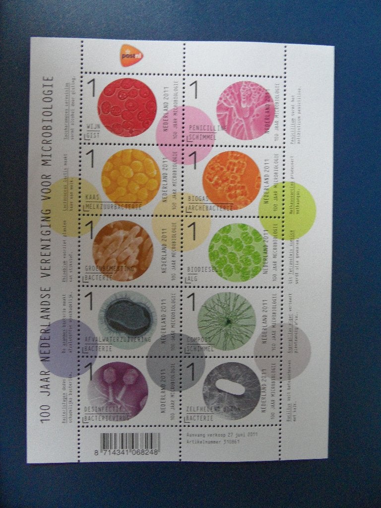 Postzegelvel 100 jaar vereniging Microbiologie ** korting **, Verzenden, Postfris