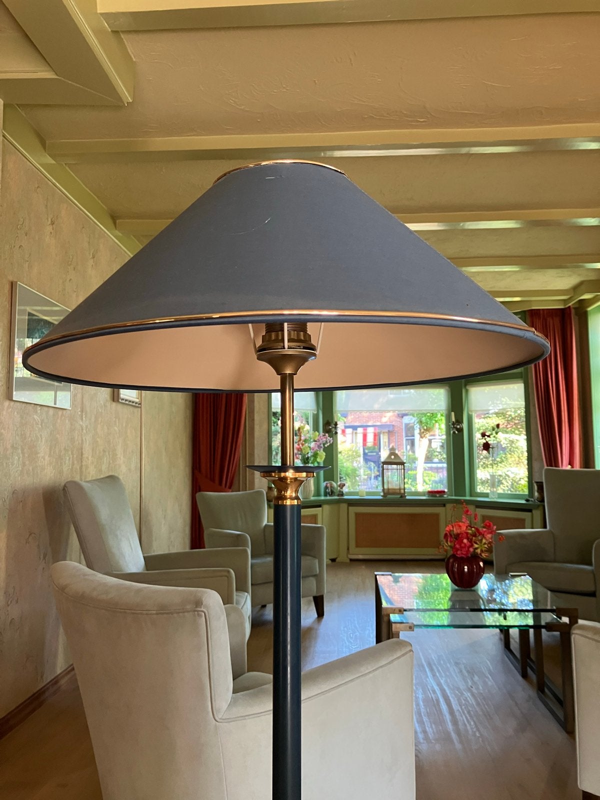 Stijlvolle schemerlamp - 140cm hoog, Ophalen, Gebruikt, Metaal, 100 tot 150 cm