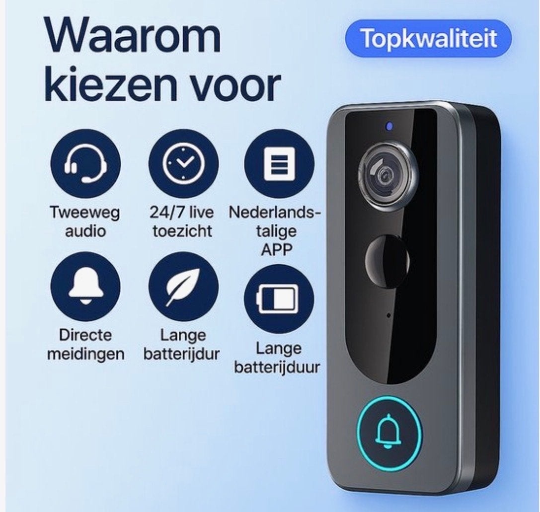 Draadloze Slimme Video Deurbel 1080p Full HD met Chime, Huis en Inrichting, Draadloos, Ophalen of Verzenden, Zo goed als nieuw