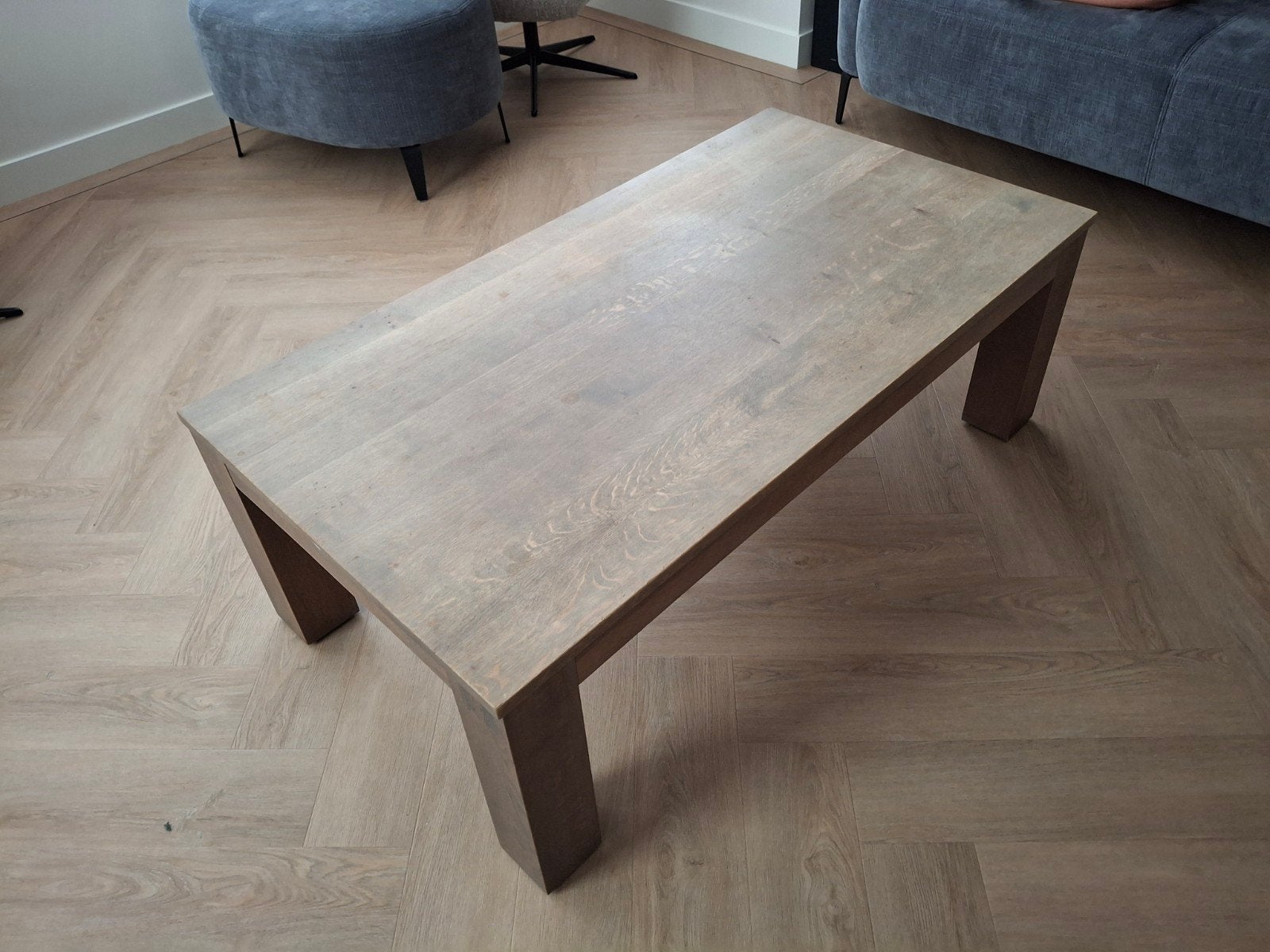 Eiken salontafel grey wash - 70x130x45 cm, Ophalen