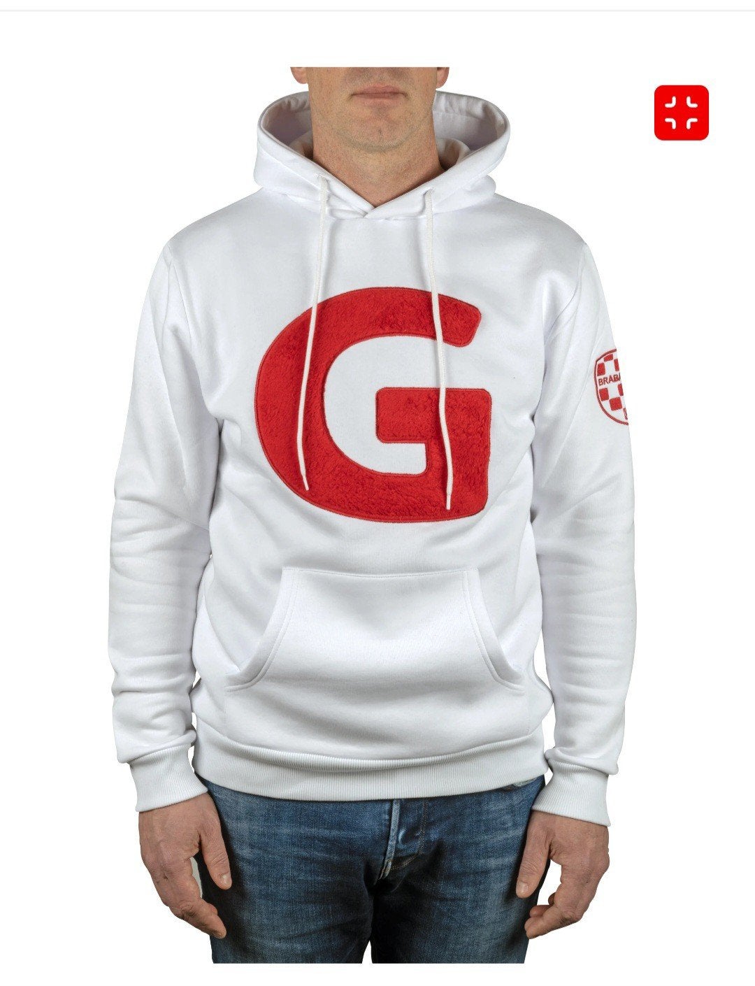 Zachte G hoodie wit - Brabantse knipoog, Wit, Brabander, Ophalen of Verzenden, Maat 56/58 (XL)