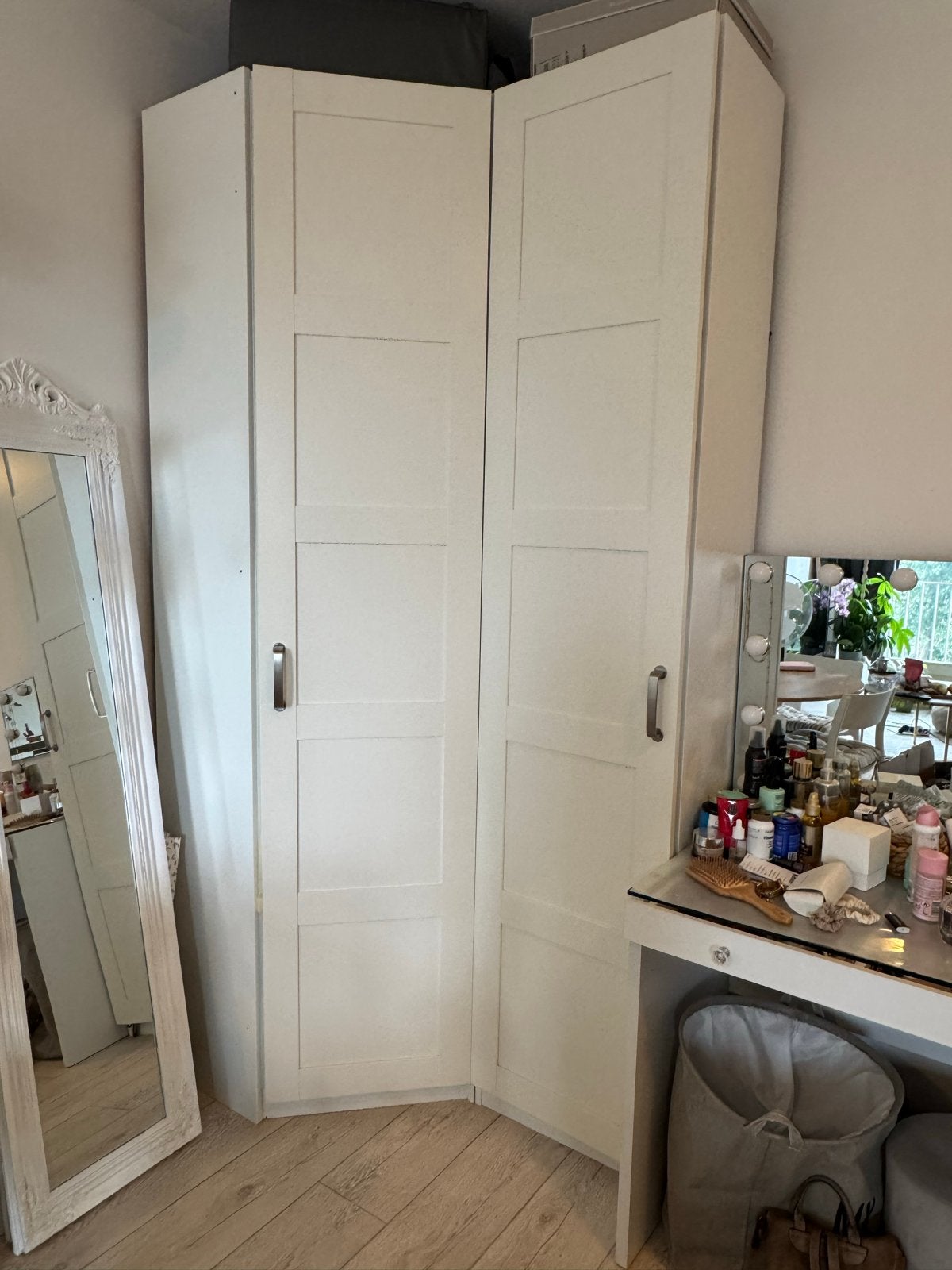 Witte IKEA Kledingkast - Hoekmodel met Hang- en Legruimte, Ophalen, Overige materialen, Gebruikt, 200 cm of meer
