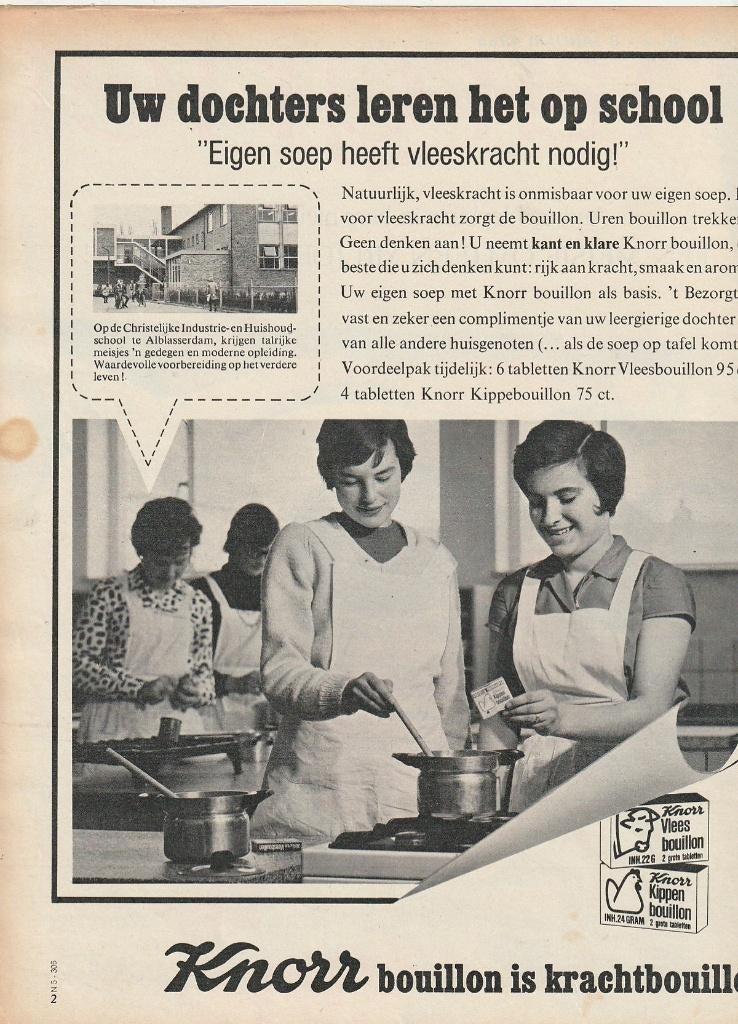 Retro reclame 1966 Knorr huishoudschool in Alblasserdam, Verzamelen, Retro, Verzenden, Overige typen