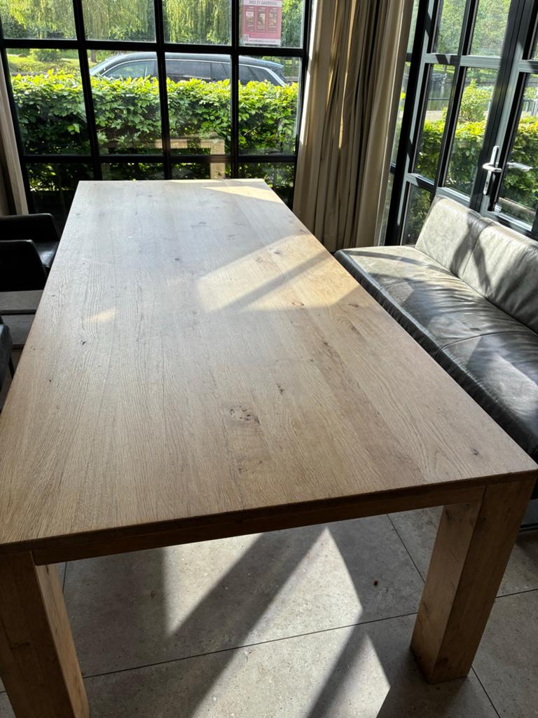 Robuuste eikenhouten eettafel - 3 meter lang, Tuin en Terras, Ophalen, Zo goed als nieuw, Rechthoekig, Hout