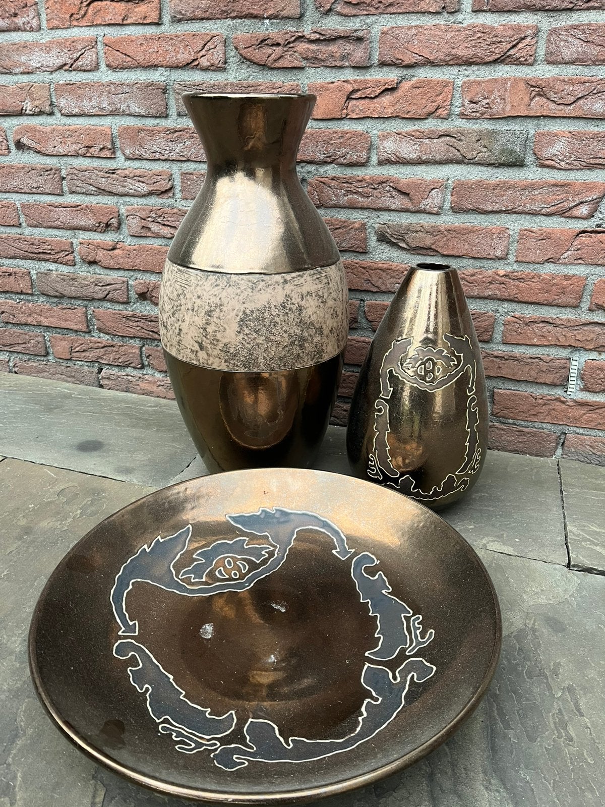 Vazen en schaal set bronze, (moet weg!), Ophalen