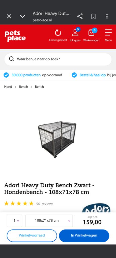 hondenbench + waterbak voor bevestiging aan bench + extra's, Dieren en Toebehoren, Ophalen, Gebruikt
